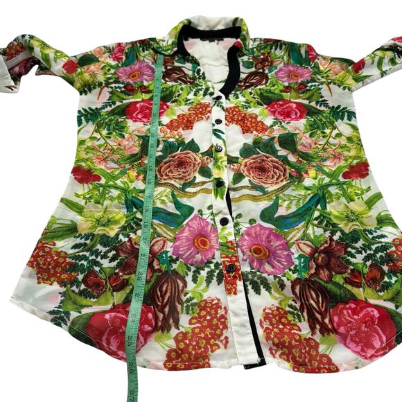 ALBERTO MAKALI English Rose Garden Sheer Button Up Blouse Size Small Womens - Picture 9 of 10
